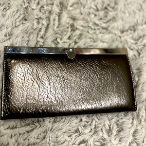 Pewter colored metallic clutch
